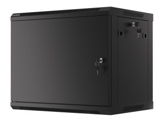 LANBERG комуникационен шкаф 19" за стенен монтаж 9U/600x450 за самостоятелно сглобяване с метална врата, черен (плосък пакет)
