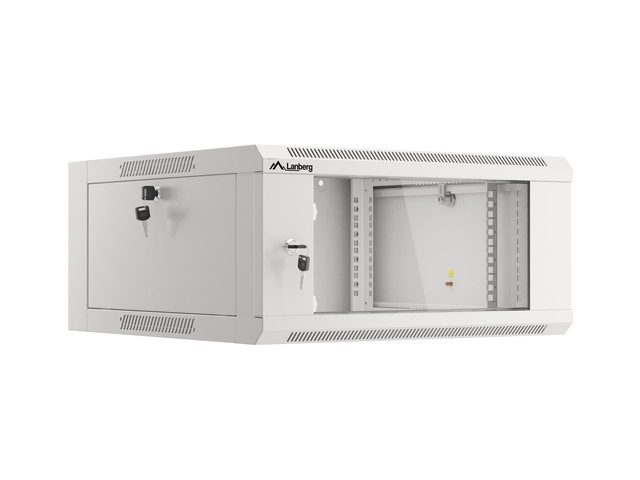 LANBERG комуникационен шкаф 19" стенен 4U 600 бърз монтаж (плосък пакет), сив