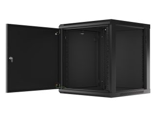 LANBERG комуникационен шкаф 19" за стенен монтаж 12U/600x600 за самостоятелно сглобяване с метална врата черен (плосък пакет)