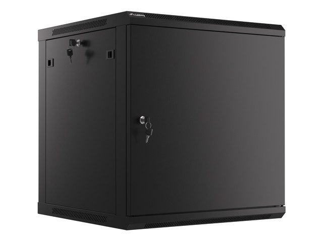 LANBERG комуникационен шкаф 19" за стенен монтаж 12U/600x600 за самостоятелно сглобяване с метална врата черен (плосък пакет)
