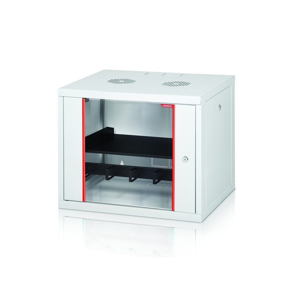 Formrack 19" стенен шкаф 20U 555/450mm, подвижни заключващи се странични панели, височина: 949mm, товароносимост: 100kg., врата от закалено стъкло, 19" предни шини (задни шини по избор)