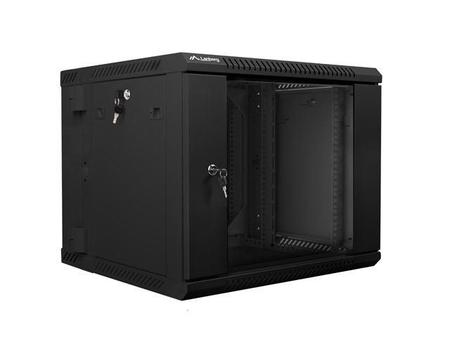 Lanberg rack cabinet 19" double-section wall-mount 9U / 600x600 for self-assembly (flat pack), black