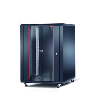 Formrack 19" Стоящ шкаф 16U 600/600mm, височина: 877mm, товароносимост: 600 kg, предна врата от закалено стъкло, неотваряеми страни (не включва колела/крака)