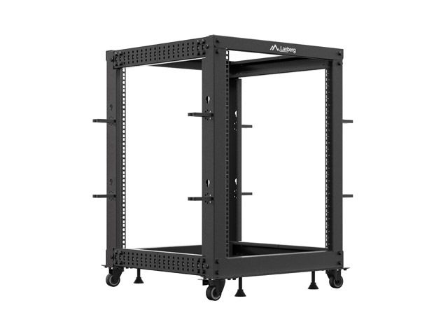 Lanberg отворен шкаф 19" 15U 600x600-1100 регулируем, черен
