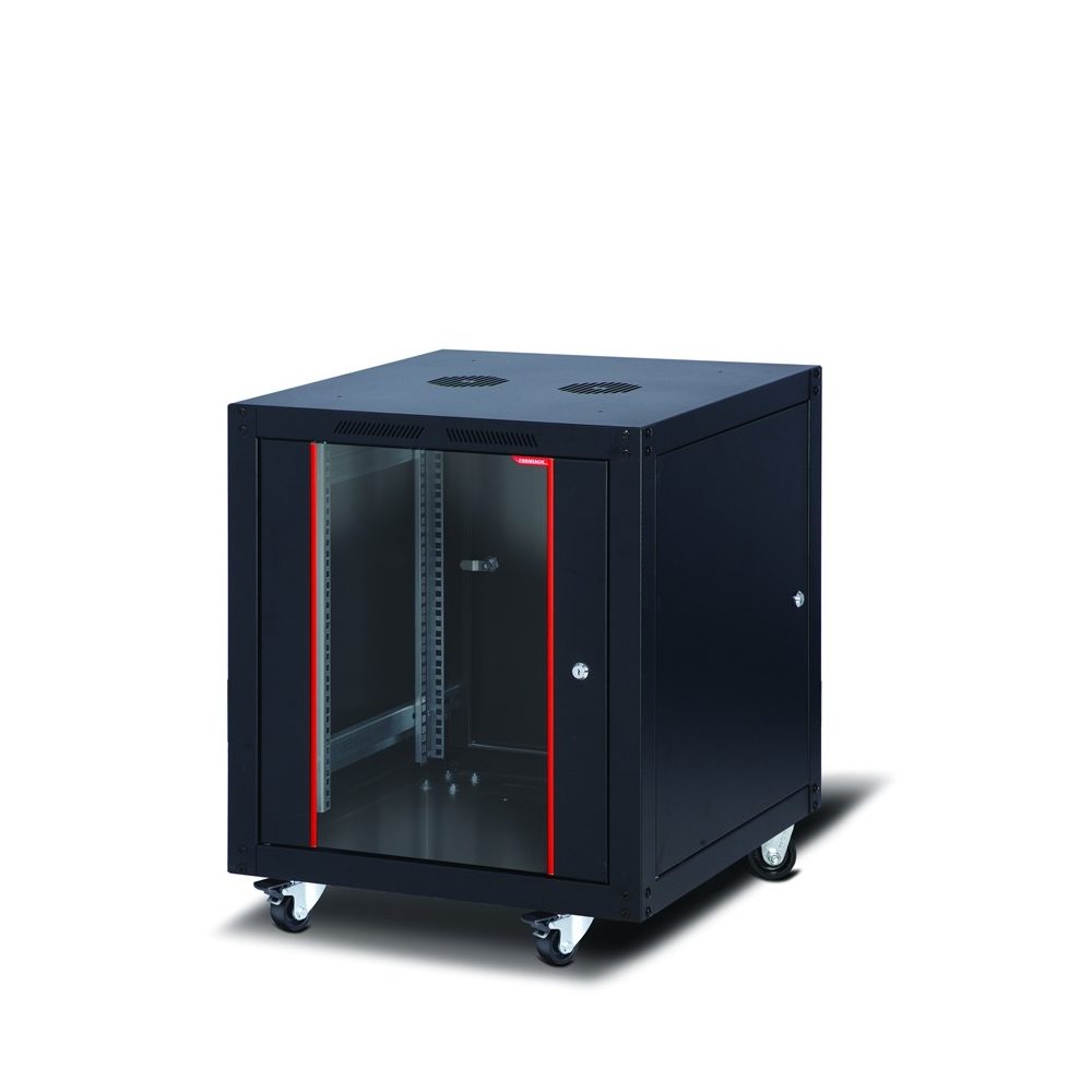 Formrack 19" свободностоящ шкаф 12U 600/600мм, височина: 764мм, товароносимост: 600 кг, предна врата от закалено стъкло, отваряеми заключващи се страни и заден панел (без група колела/крака)