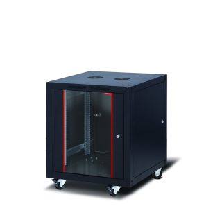 Formrack 19" свободностоящ шкаф 12U 600/600мм, височина: 764мм, товароносимост: 600 кг, предна врата от закалено стъкло, отваряеми заключващи се страни и заден панел (без група колела/крака)