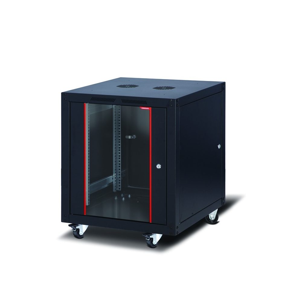 Formrack 19" Свободностоящ шкаф 12U 600/800mm, височина: 764mm, товароносимост: 600 kg, предна врата от закалено стъкло, отваряеми заключващи се страни и гръб (не включва група колела/крака)