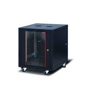 Formrack 19" Свободностоящ шкаф 12U 600/800mm, височина: 764mm, товароносимост: 600 kg, предна врата от закалено стъкло, отваряеми заключващи се страни и гръб (не включва група колела/крака)