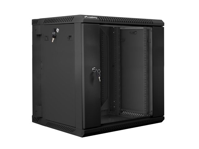 LANBERG комуникационен шкаф 19" двусекционен стенен 12U / 600x600 за самостоятелно сглобяване (плосък пакет), черен