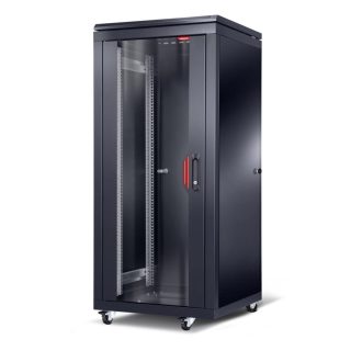 Formrack 19" свободностоящ шкаф 26U 600/600мм, височина: 1384 мм, товароносимост: 600 кг, предна врата от закалено стъкло, отваряеми заключващи се страни и заден панел