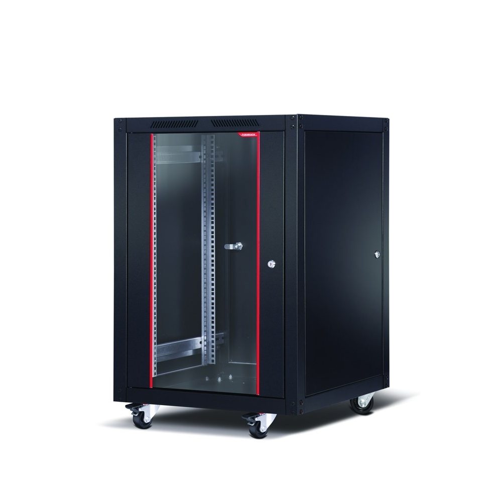 Formrack 19" Стоящ шкаф 16U 600/1000mm, височина: 940 mm, товароносимост: 600 kg, предна врата от закалено стъкло, отварящи се заключващи се страни и заден панел (не включва група колела/крака)