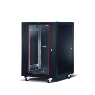 Formrack 19" Стоящ шкаф 16U 600/1000mm, височина: 940 mm, товароносимост: 600 kg, предна врата от закалено стъкло, отварящи се заключващи се страни и заден панел (не включва група колела/крака)