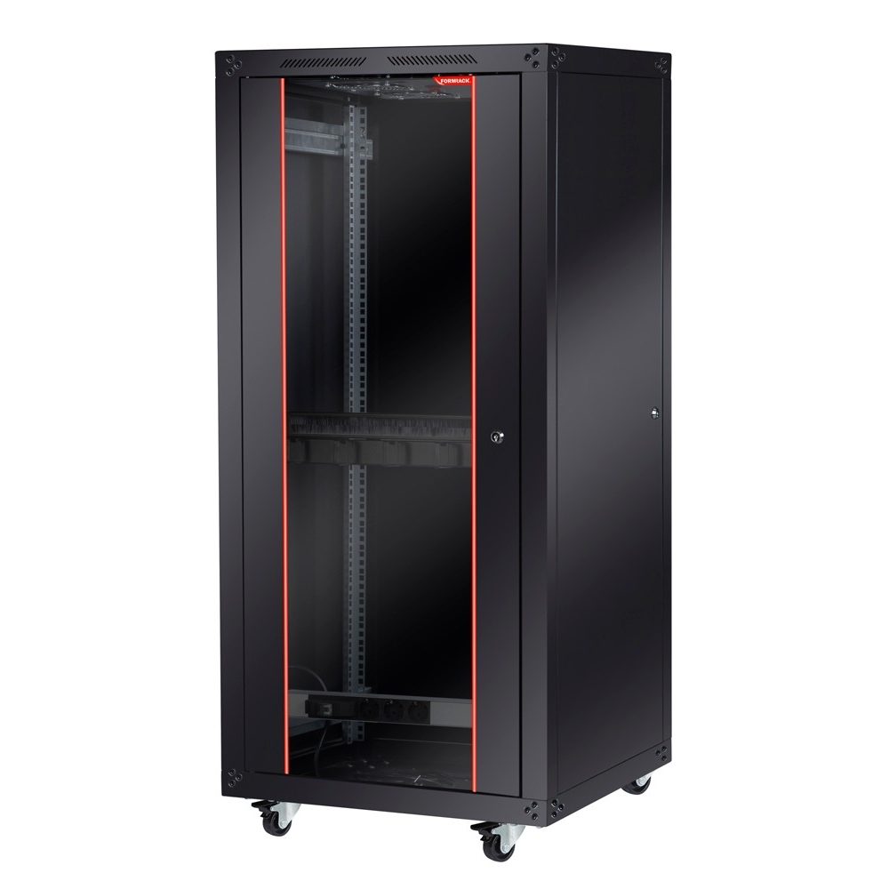 Formrack 19" Стоящ комуникационен шкаф 36U 600/800mm, височина: 1829 mm, товароносимост: 600 kg, предна врата от закалено стъкло, отварящи се заключващи се страни и гръб (не включва колела/крака)