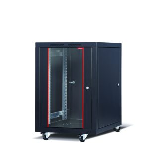 Formrack 19" Свободностоящ шкаф 20U 600/1000mm, височина: 1120 mm, товароносимост: 600 kg, предна врата от закалено стъкло, отваряеми заключващи се страни и гръб (не включва група ролки/крака)
