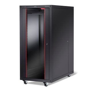 Formrack 19" свободностоящ шкаф 32U 600/1000mm, височина: 1651 mm, товароносимост: 600 kg, предна врата от закалено стъкло, отваряеми заключващи се страни и заден панел (без група колела/крака)