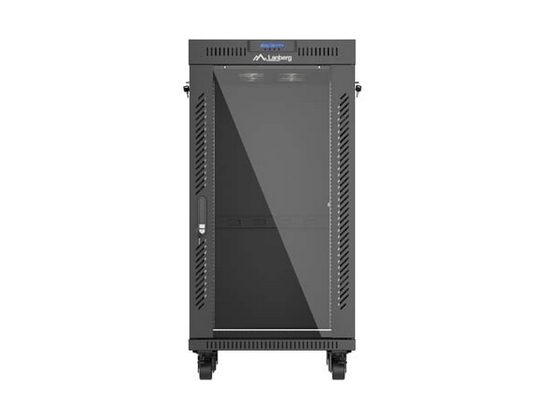 Lanberg Rack Cabinet 19" Free-Standing 22U/600X600 (Flat Pack) With Glass Door LCD Black V2