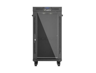 Lanberg Rack Cabinet 19" Free-Standing 22U/600X600 (Flat Pack) With Glass Door LCD Black V2