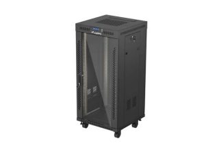Lanberg Rack Cabinet 19" Free-Standing 24U/600X600 (Flat Pack) With Glass Door LCD Black V2
