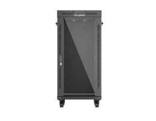Lanberg Rack Cabinet 19" Free-Standing 24U/600X600 (Flat Pack) With Glass Door LCD Black V2