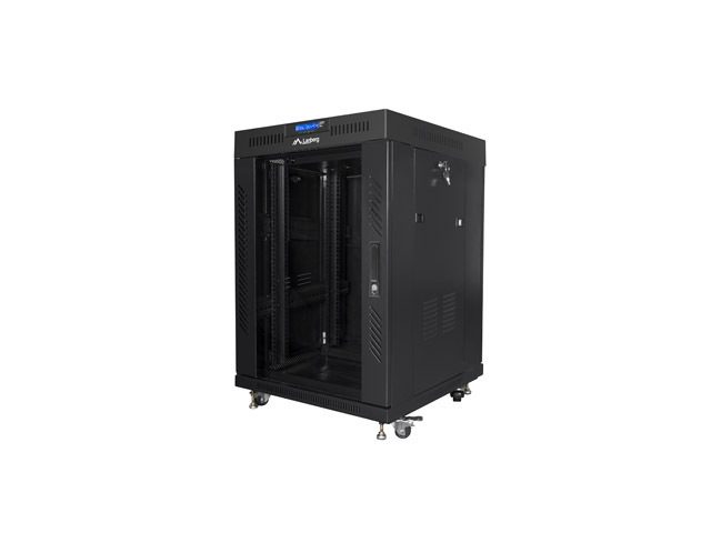 LANBERG комуникационен шкаф 19" свободностоящ 15U/600x600 (плосък пакет) със стъклена врата LCD черен v2