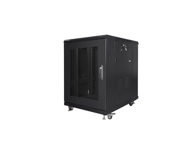 LANBERG комуникационен шкаф 19" свободностоящ 15U/600x800 (плосък пакет) с мрежеста врата черен