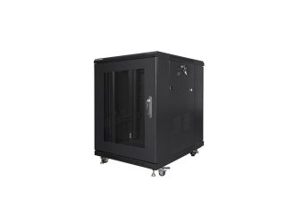 LANBERG комуникационен шкаф 19" свободностоящ 15U/600x800 (плосък пакет) с мрежеста врата черен