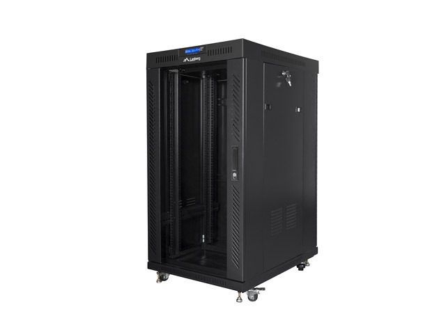 Lanberg rack cabinet 19" free-standing 22U/600x800 (flat pack) with glass door lcd black v2