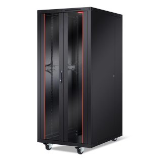 Formrack 19" Свободностоящ шкаф 42U 800/1000mm, височина: 2096 mm, товароносимост: 600 kg, предна врата от закалено стъкло, отваряеми заключващи се страни и заден панел (не включва ролки/крака)