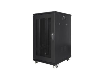 LANBERG комуникационен шкаф 19" свободностоящ 22U/600x800 (плосък пакет) с мрежеста врата, черен