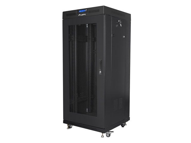 Lanberg rack cabinet 19" free-standing 27U/600x600 (flat pack) with mesh door lcd black v2