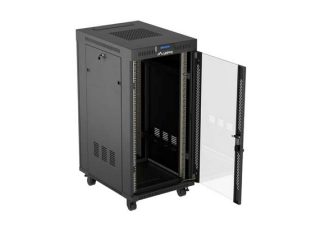 Lanberg Rack Cabinet 19" Free-Standing 24U/600X800 (Flat Pack) With Glass Door LCD Black V2