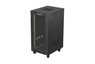 Lanberg Rack Cabinet 19" Free-Standing 24U/600X800 (Flat Pack) With Glass Door LCD Black V2