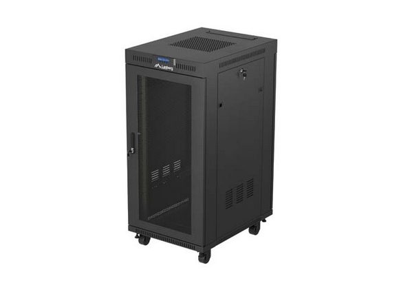 Lanberg Rack Cabinet 19" Free-Standing 24U/600X800 (Flat Pack) With Mesh Door LCD Black V2