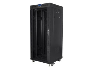 Lanberg rack cabinet 19" free-standing 27U / 600x600 self-assembly flat pack with glass door LCD, black