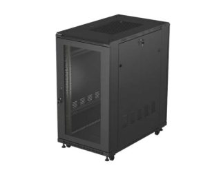 LANBERG Сървърен шкаф 19" свободностоящ 22U/600X1000 (Flat Pack) с мрежеста врата, черен