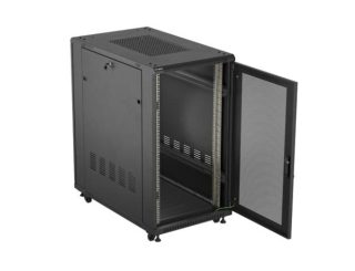LANBERG Сървърен шкаф 19" свободностоящ 22U/600X1000 (Flat Pack) с мрежеста врата, черен
