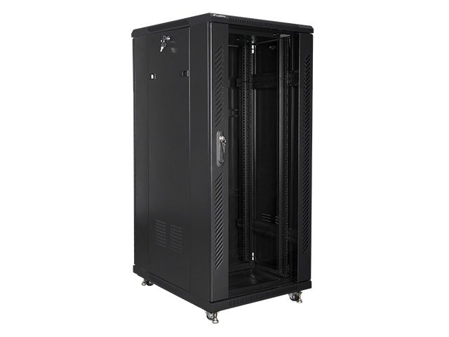 LANBERG комуникационен шкаф 19" свободностоящ 27U / 600x800, самостоятелно сглобяем, черен