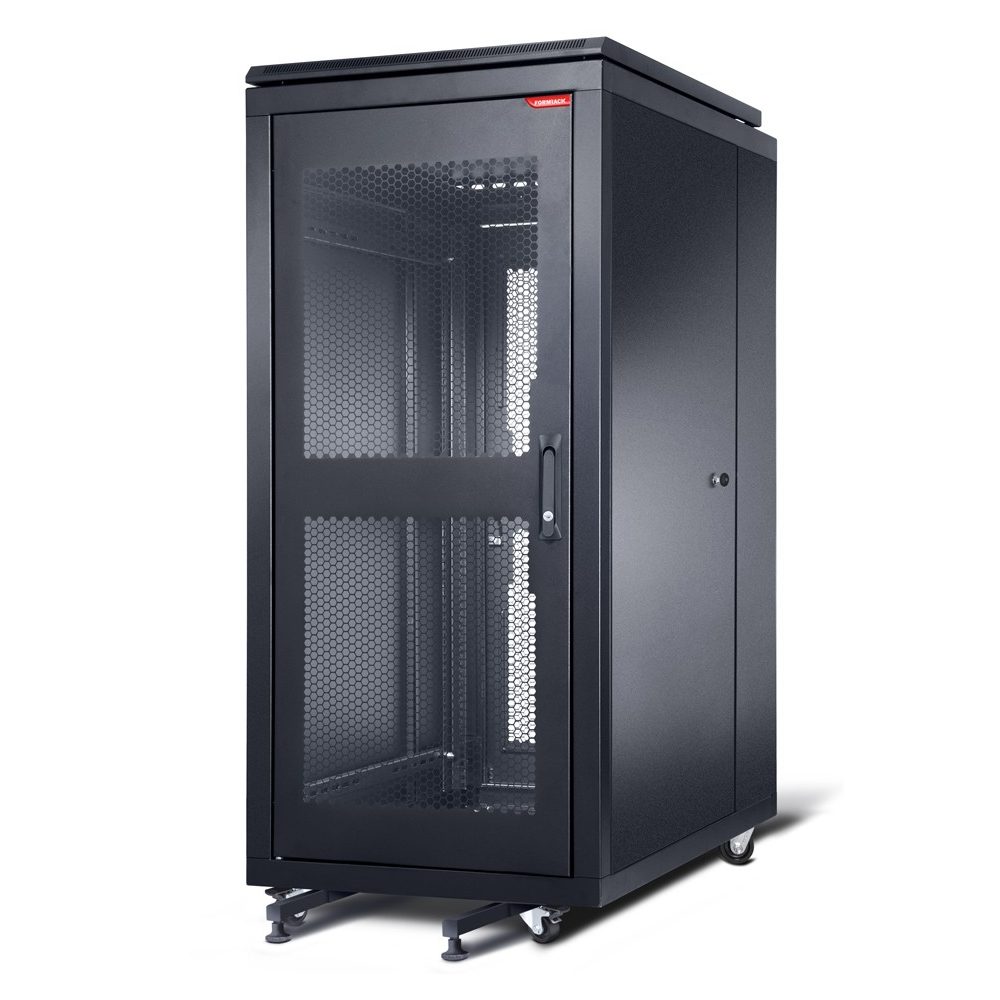 Formrack 19" сървърен шкаф 32U 600/1000mm, перфорирана предна и задна врата, отварящи се заключващи се страници, височина: 1653mm, товароносимост: 1000kg