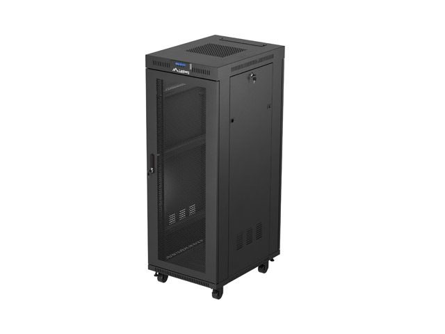 LANBERG комуникационен шкаф 19" свободностоящ 32U/600X800 (FLAT PACK) с мрежеста врата LCD черен