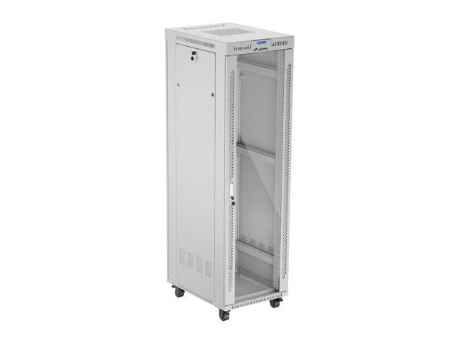 LANBERG шкаф 19" свободностоящ 42U/600x800 (плосък пакет) със стъклена врата LCD, сив v2