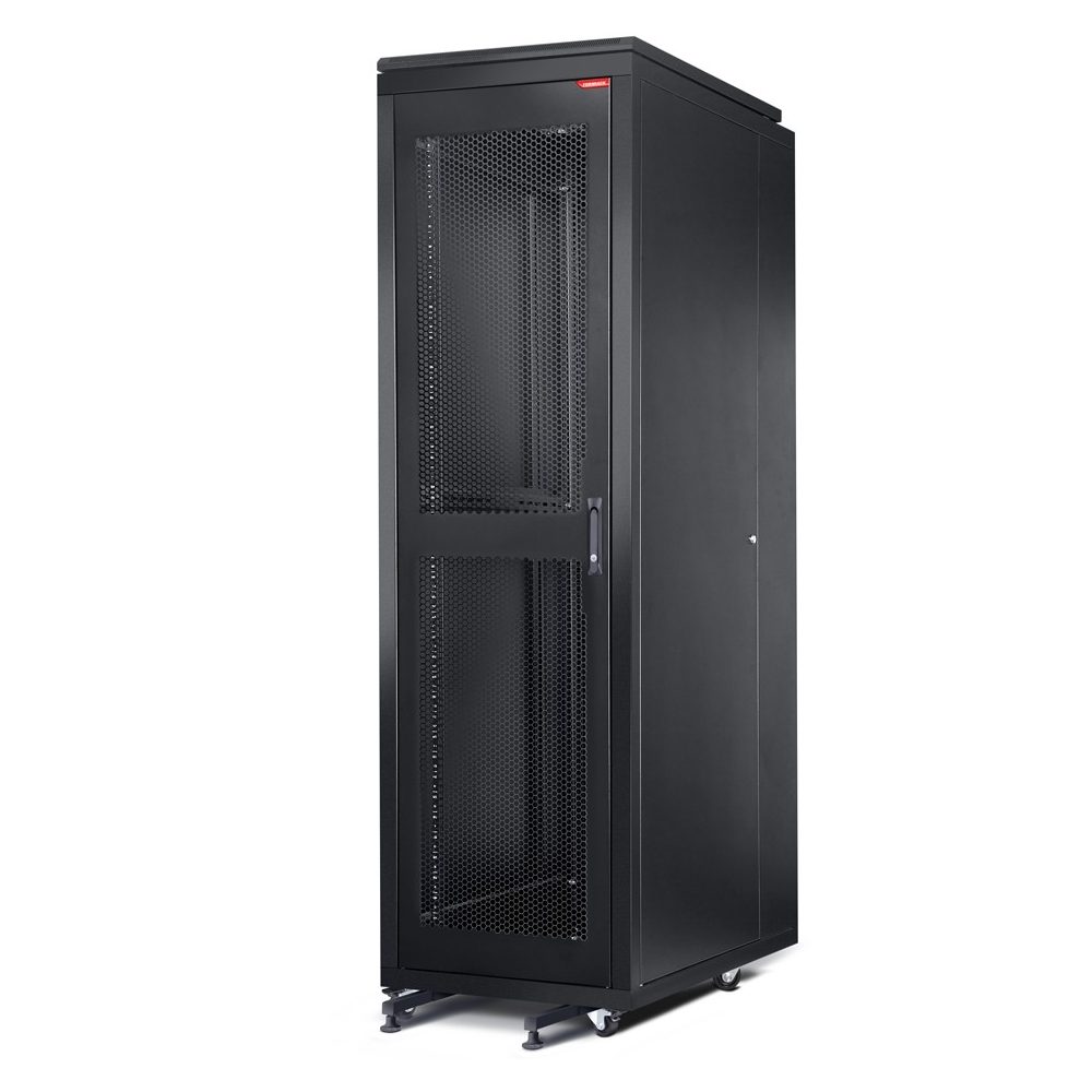 Formrack 19" сървърен шкаф 42U 600/1000мм, перфорирана предна и задна врата, отварящи се заключващи се страни, височина: 2098мм, товароносимост: 1000кг