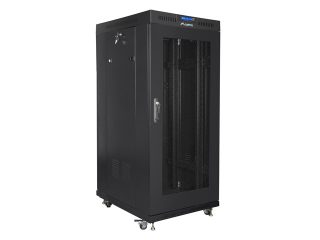 LANBERG шкаф 19" свободностоящ 27U / 600x800, самостоятелно сглобяем, с мрежеста врата LCD, черен