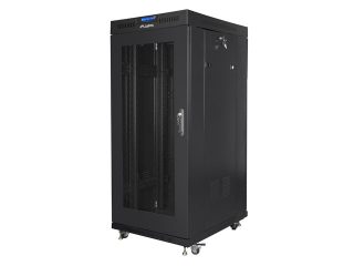 LANBERG шкаф 19" свободностоящ 27U / 600x800, самостоятелно сглобяем, с мрежеста врата LCD, черен