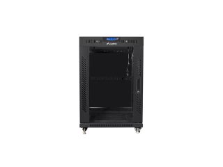 LANBERG комуникационен шкаф 19" свободностоящ 15U/800x1000 (плосък пакет) със стъклена врата lcd черен v2