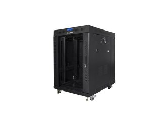 LANBERG комуникационен шкаф 19" свободностоящ 15U/800x1000 (плосък пакет) със стъклена врата lcd черен v2