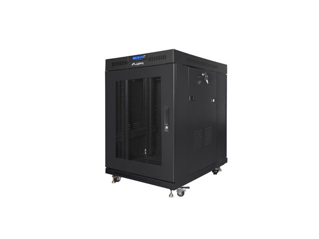 LANBERG шкаф 19" свободностоящ 15U/800x1000 (плосък пакет) с мрежеста врата lcd черен v2