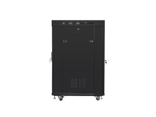LANBERG шкаф 19" свободностоящ 22U/800x800 (плосък пакет) със стъклена врата lcd черен v2