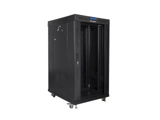 LANBERG шкаф 19" свободностоящ 22U/800x800 (плосък пакет) със стъклена врата lcd черен v2