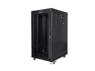 LANBERG шкаф 19" свободностоящ 22U/800x800 (плосък пакет) със стъклена врата lcd черен v2