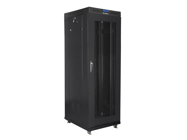 Lanberg rack cabinet 19" free-standing 37U / 600x800 self-assembly flat pack with mesh door LCD, black
